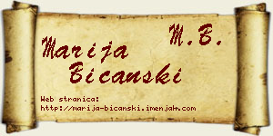 Marija Bičanski vizit kartica